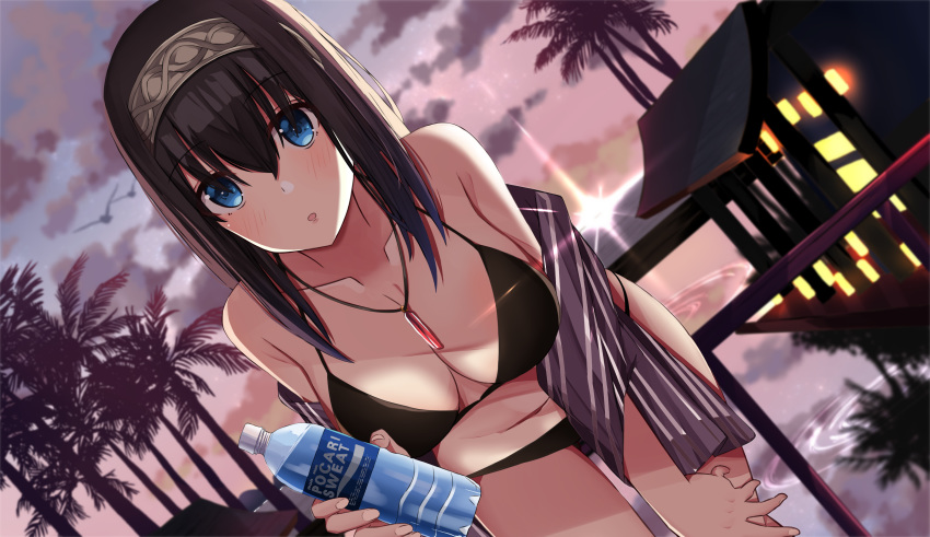 bikini clouds idolmaster idolmaster_cinderella_girls norazura sagisawa_fumika sky swimsuit tree