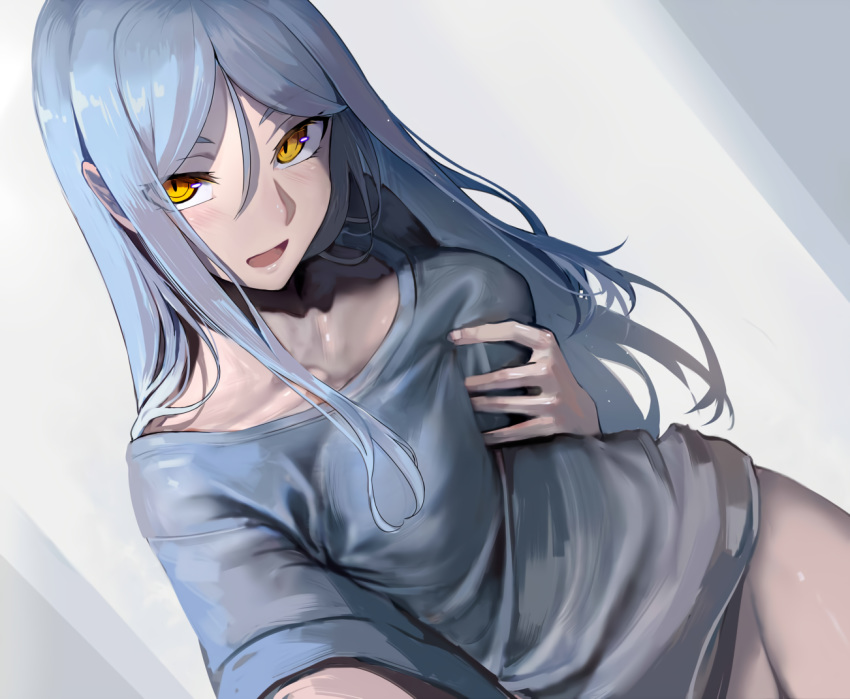 anthropomorphism breast_grab kantai_collection long_hair nopan ta-class_battleship walzrj