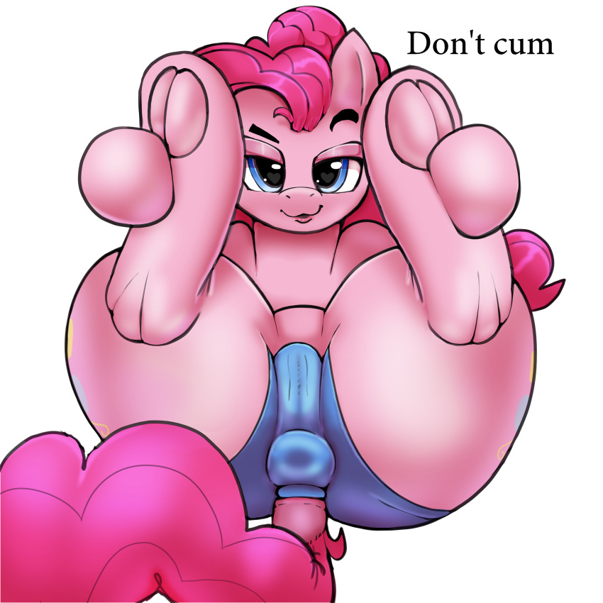 1:1 absurd_res anus_outline camel_toe dialogue equid equine female feral friendship_is_magic hasbro hi_res horse looking_at_viewer mammal my_little_pony parumpi pinkie_pie_(mlp) pony simple_background solo thick_thighs white_background