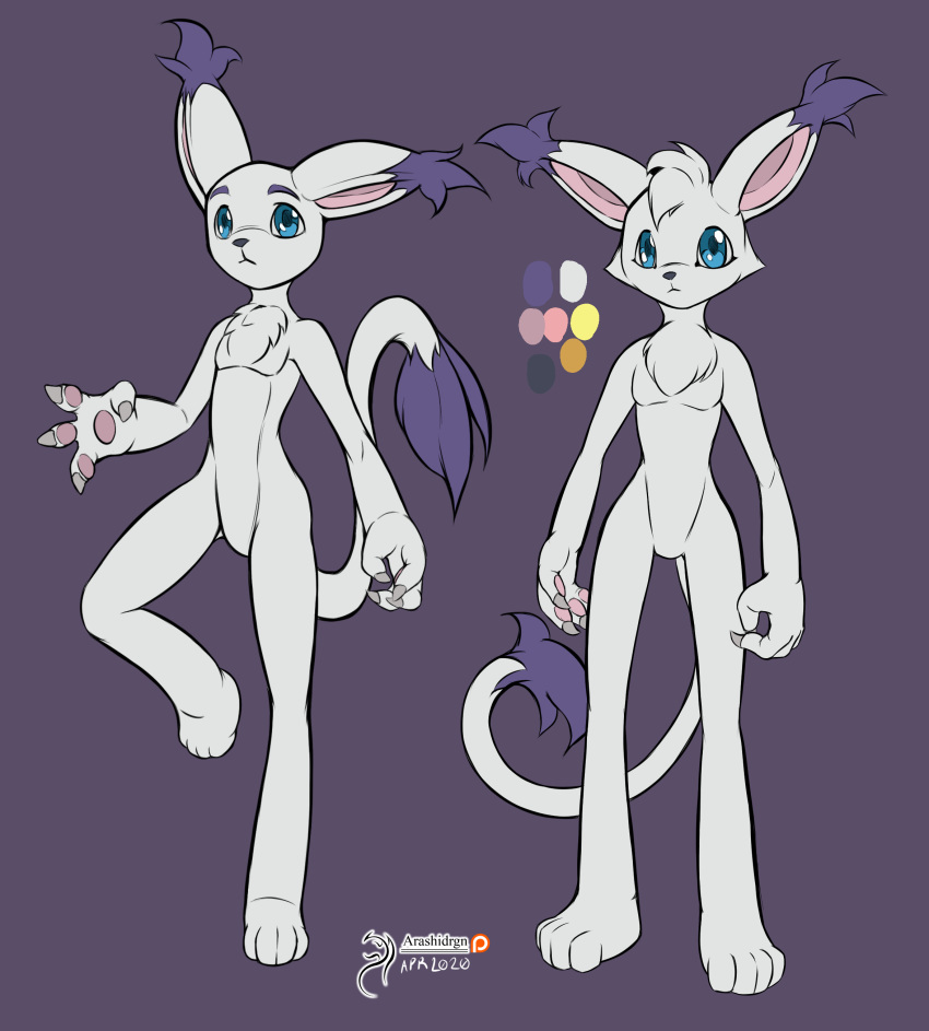 2020 absurd_res ambiguous_gender arashidrgn blue_eyes claws digimon digimon_(species) felid female fur gatomon hi_res mammal nude simple_background