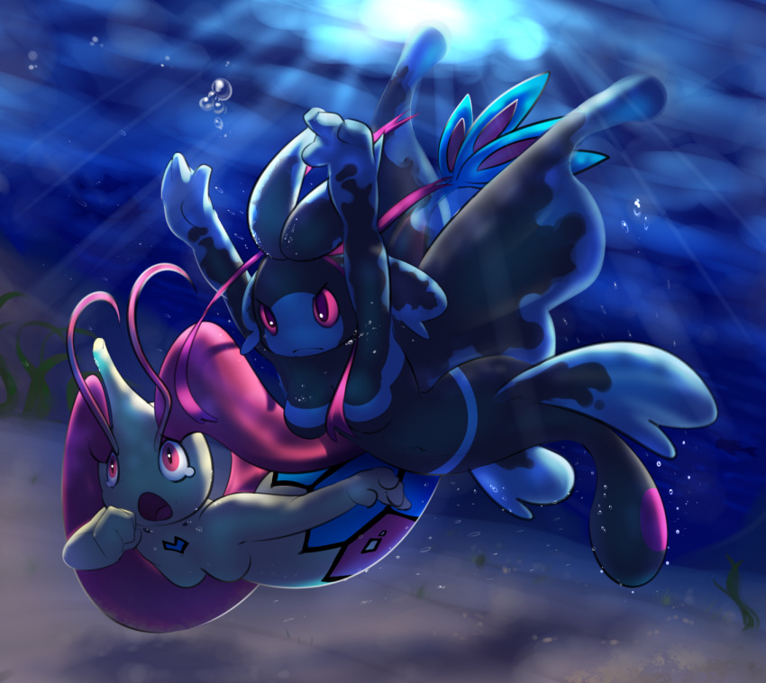 2020 anthro breasts duo elpatrixf featureless_breasts female hair hi_res lumineon mammal marine milotic nintendo nude open_mouth pok&eacute;mon pok&eacute;mon_(species) underwater video_games water