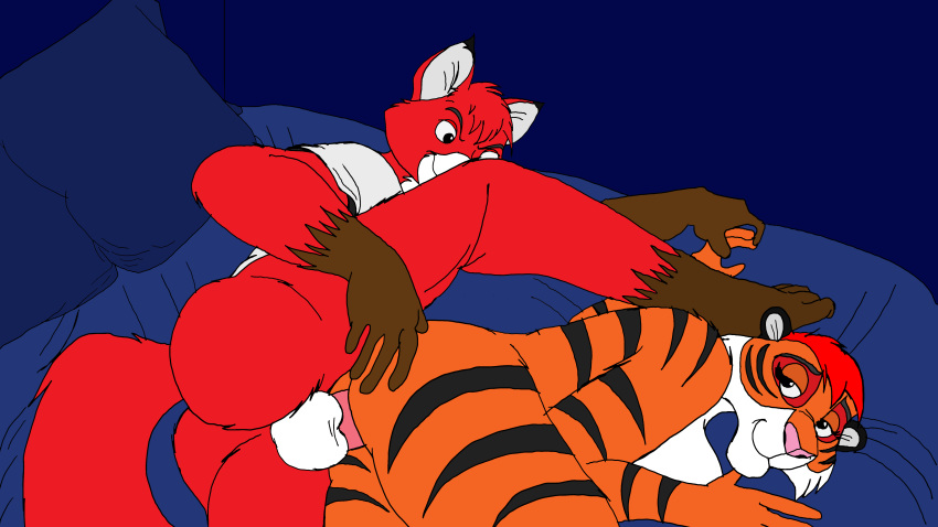 16:9 absurd_res anal anal_penetration andrew_the_fox anthro balls bed big_balls big_butt butt canid canine clothed clothed/nude clothing duo felid female female_penetrated fox furniture genitals hi_res huge_balls huge_butt iniki_the_tiger male male/female male_penetrating male_penetrating_female mammal meandandrewthefox nude pantherine penetration penile penile_penetration penis romantic_ambiance romantic_couple romantic_sex tiger widescreen