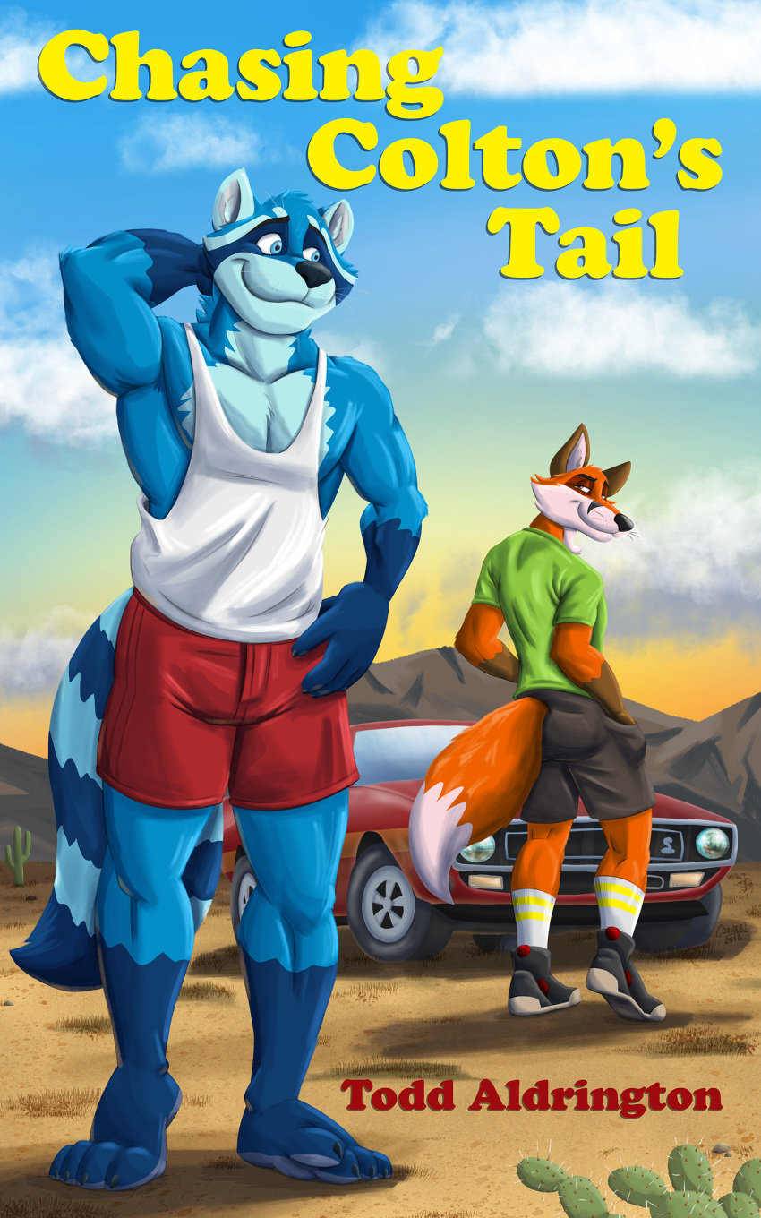 10:16 absurd_res anthro blue_body blue_fur canid canine car colton_vincent_(character) cooner duo feet fox fur hi_res male mammal novel procyonid raccoon red_body red_fur romantic_ambiance todd_aldrington_(character) vehicle