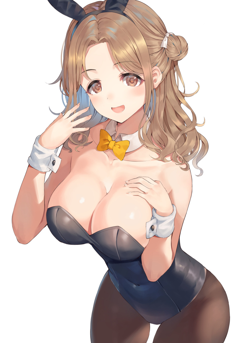 animal_ears bunny_ears bunny_girl cleavage ichikawa_hinana leotard pantyhose rangen the_idolm@ster the_idolm@ster_shiny_colors