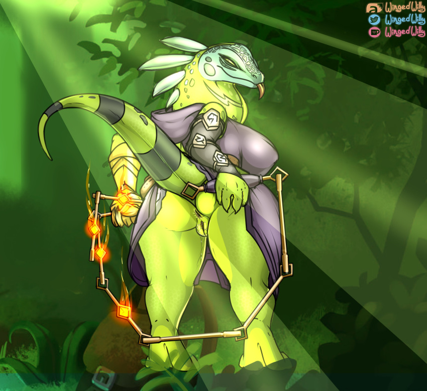 2019 absurd_res alternate_version_at_source anthro anus armello bandage big_breasts big_butt bodily_fluids breasts butt cloak clothed clothing clothing_lift digital_media_(artwork) dress dress_lift female flashing genital_fluids genitals glowing green_body green_skin hi_res holding_object holding_weapon light looking_at_viewer looking_back melee_weapon no_underwear non-mammal_breasts outside oxana partially_clothed presenting pussy pussy_juice pussy_juice_drip pussy_juice_on_leg reptile scales scalie smile solo spread_butt spreading sunlight thick_thighs tongue tongue_out tribal video_games weapon wide_hips wingedwilly