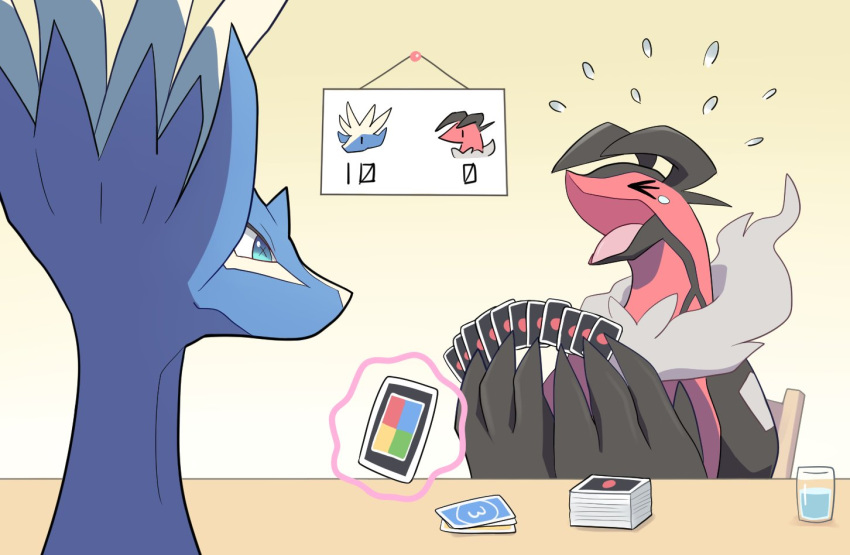 anthro bodily_fluids card cup komanyachi legendary_pok&eacute;mon nintendo pok&eacute;mon pok&eacute;mon_(species) tears uno video_games xerneas yveltal