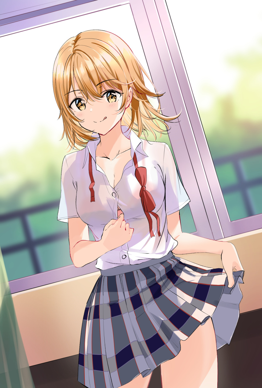 isshiki_iroha nonbiri see_through seifuku skirt_lift yahari_ore_no_seishun_lovecome_wa_machigatteiru.