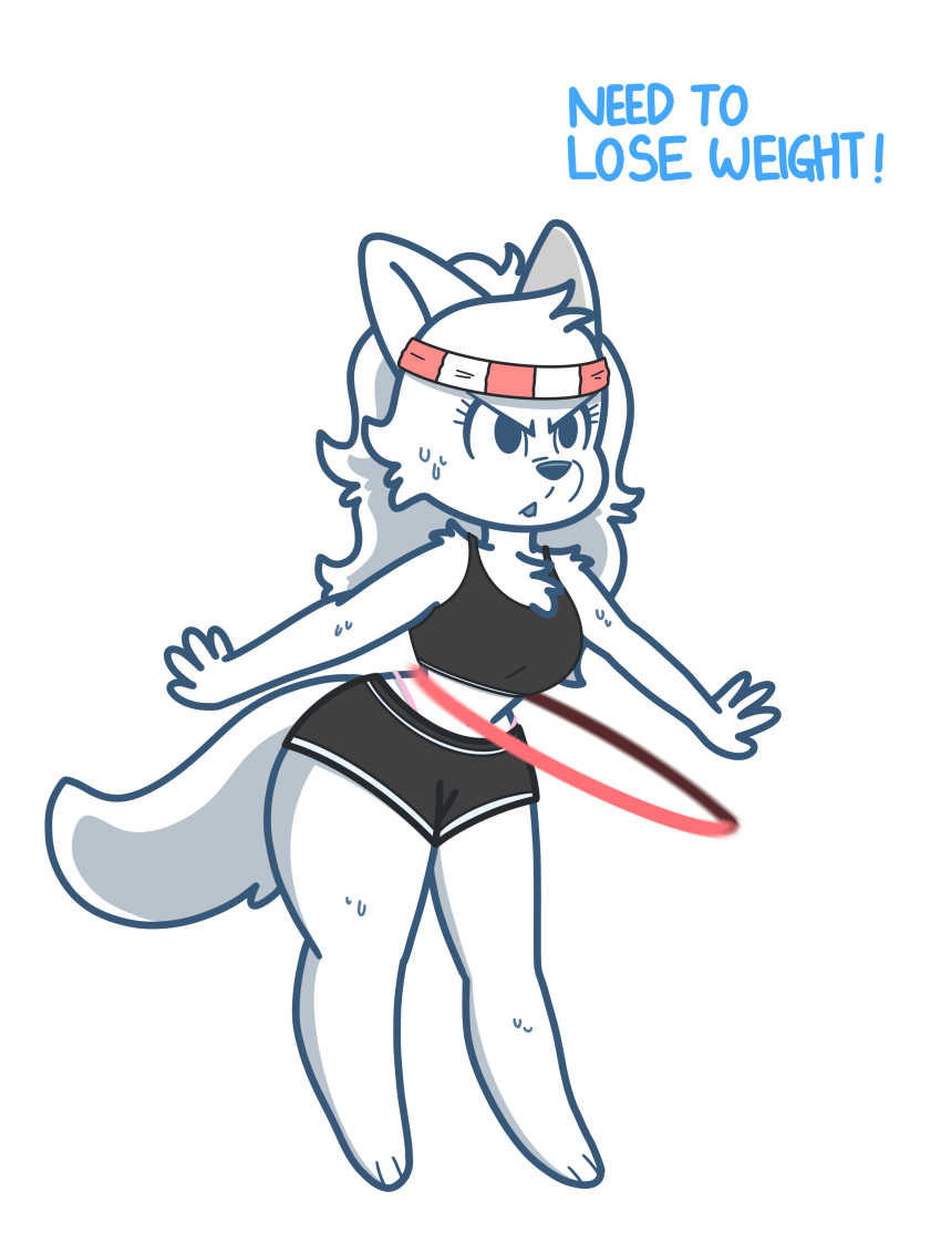 3:4 absurd_res alpha_channel anthro blanca_(nicky_illust) bodily_fluids bra canid canine canis clothing domestic_dog exercise female hi_res mammal nicky_illust nordic_sled_dog samoyed solo spitz sport sports_bra sweat underwear workout