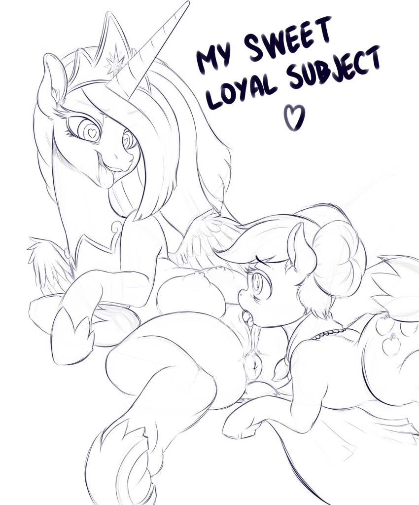 &lt;3 &lt;3_eyes 2020 anatomically_correct animal_genitalia animal_pussy anus applejack_(mlp) breasts clothing crown cunnilingus cutie_mark dankflank dialogue duo earth_pony english_text equid equine equine_pussy eyelashes feathered_wings feathers female female/female feral friendship_is_magic fur genitals hair hair_bun hasbro headgear headwear hi_res hooves horn horse mammal my_little_pony nipples open_mouth oral pony pussy sex spread_legs spreading teats text tiara tongue tongue_out twilight_sparkle_(mlp) vaginal winged_unicorn wings