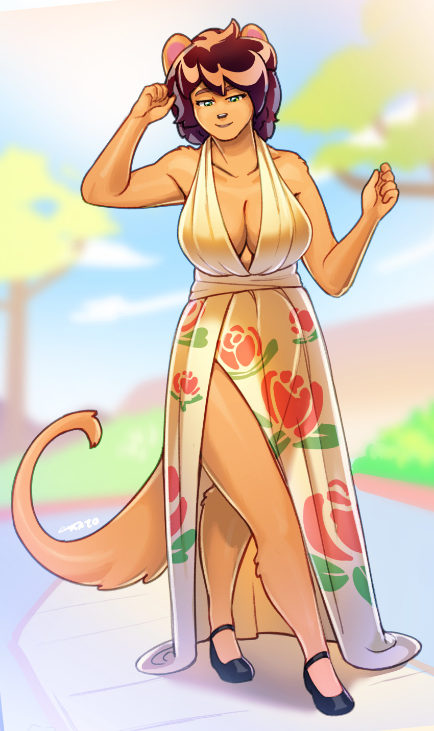 absurd_res breasts cleavage clothed clothing elexis female hi_res luxarts mammal mustela mustelid musteline solo sundress