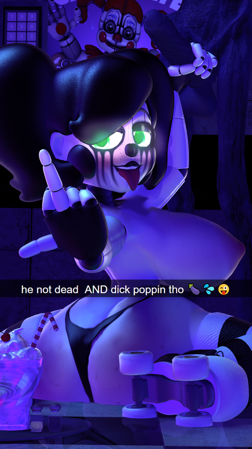 3d_(artwork) 9:16 android animatronic areola baby_(fnafsl) balls big_breasts blush boob_freckles breasts bugafterdark camera_view clothed clothing digital_media_(artwork) duo english_text erection eyebrows eyeshadow female five_nights_at_freddy's freckles genitals glowing glowing_eyes green_eyes hair hi_res huge_breasts human humanoid looking_at_viewer machine makeup male male/female mammal mascara mascara_tears nipples open_mouth penis portrait purple_man_(fnaf) raised_eyebrows robot sister_location smile snapchat source_filmmaker text tongue underwear video_games