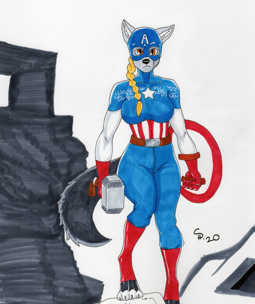 anthro canid canine canis captain_america_(marvel) captain_america_(series) clothing costume dreadwolfclaw1990 female hi_res mammal solo superhero superhero_movie sybil_mccready sybil_vaadia wolf