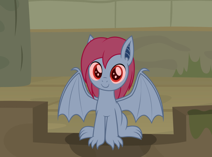 2020 badumsquish claws equid equine female gargoyle hasbro hi_res horse hybrid looking_at_viewer mammal membrane_(anatomy) membranous_wings monster my_little_pony offspring pony red_eyes sitting smile solo spread_wings temple wings