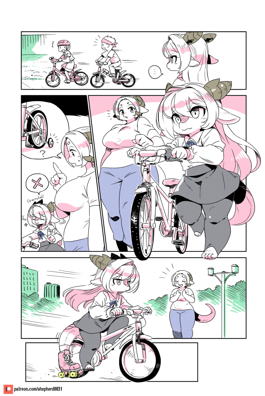 ... 2020 ? anthro armor beth_(modern_mogal) bicycle big_breasts bottomwear breasts clothed clothing collared_shirt comic daughter detailed_background dragon duo_focus female fully_clothed group hair headgear headkerchief helmet hi_res horn human legwear levia_(modern_mogal) light_skin long_hair male mammal modern_mogal mother mother_and_child mother_and_daughter outside parent parent_and_child pictographics restricted_palette rollerskates shaking_head shepherd0821 shirt shorts skirt smile socks t-shirt text toeless_socks topwear url wagging_finger wide_hips young