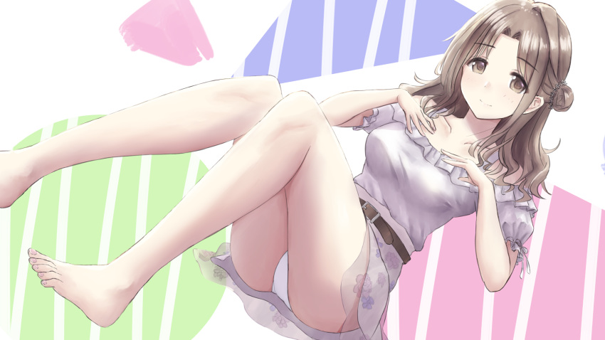 feet ichikawa_hinana pantsu see_through skirt_lift the_idolm@ster the_idolm@ster_shiny_colors wallpaper yotsuya_(gs)