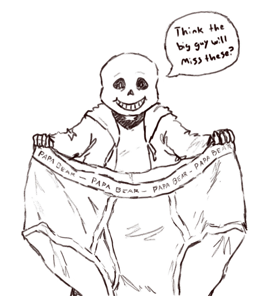 2020 animated_skeleton biped bone clothing english_text fluffybriefs hi_res hoodie humanoid_hands sans_(undertale) simple_background skeleton solo text topwear undead undertale underwear video_games white_background