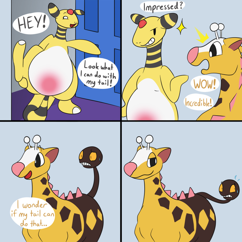 1:1 2020 absurd_res ambiguous_gender ambiguous_penetration ampharos digital_media_(artwork) duo english_text girafarig hi_res living_tail loss meme nintendo novusaper penetration pok&eacute;mon pok&eacute;mon_(species) tail_fetish tail_play text video_games