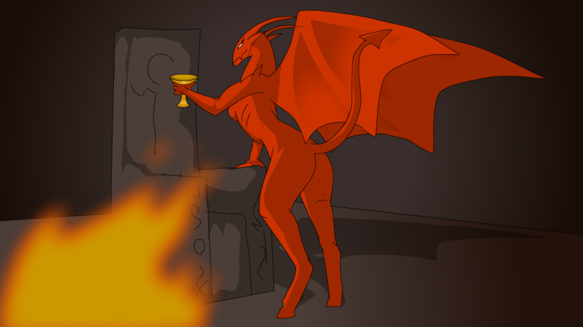 16:9 anthro bat_wings breasts butt chair chalice demon female fire furniture horn lucia_(satina) mature_female membrane_(anatomy) membranous_wings nude red_body red_skin ribs ryxinel satina_wants_a_glass_of_water seductive side_boob simple_background solo spade_tail throne unguligrade_anthro widescreen wings