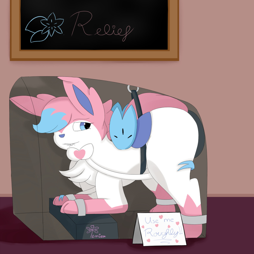 1:1 ass_up bite biting_lip bound breeding_mount butt eeveelution female feral glory_hole hi_res hybrid legendary_pok&eacute;mon mammal nintendo pok&eacute;mon pok&eacute;mon_(species) public public_use restrained shaymin sign submissive submissive_female sylveon temiest video_games