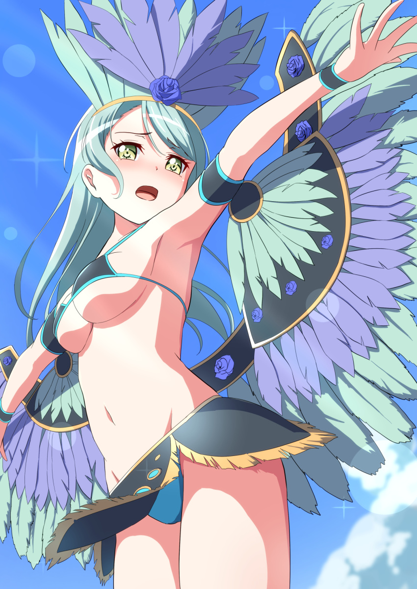 bang_dream! bikini hikawa_sayo sakamata skirt_lift swimsuits