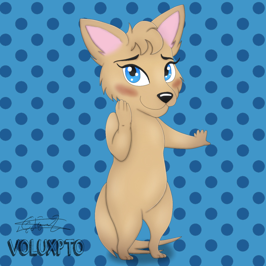 1:1 anthro canid canine canis chibi domestic_dog female hi_res mammal molly_(disambiguation) smile voluxpto