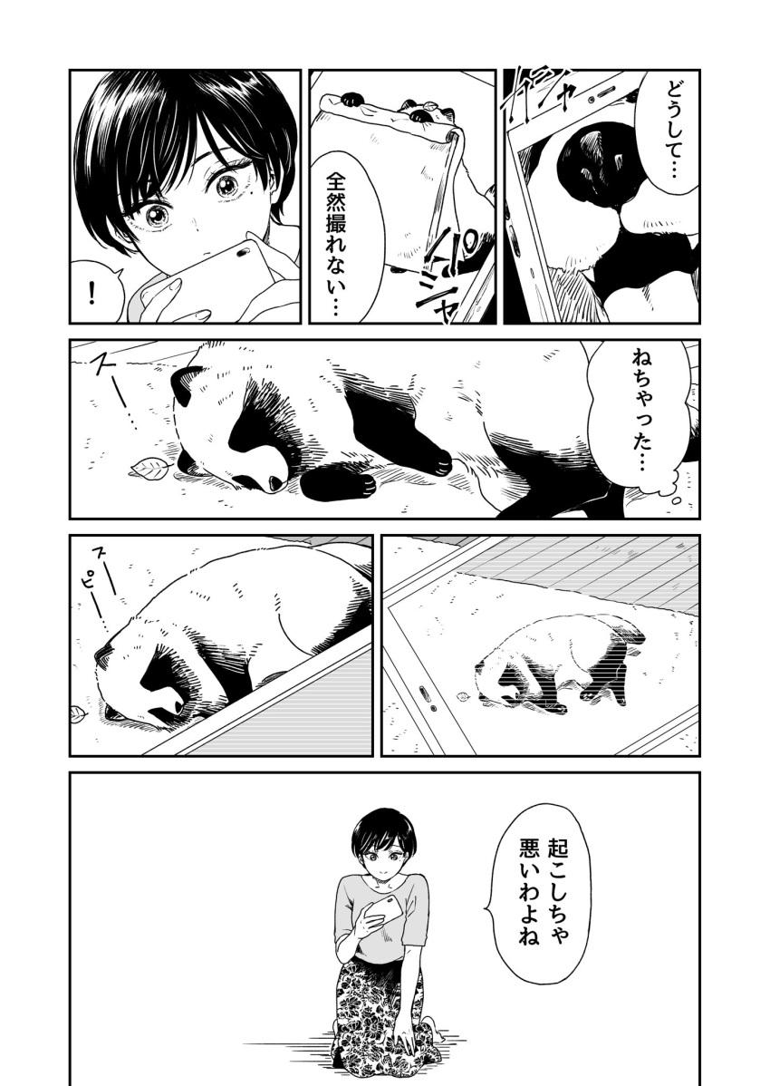 2020 biped canid canine comic duo feral hi_res human humanoid_hands japanese_text leaf lying mammal monochrome nikaidooooooooo phone raccoon_dog sleeping slightly_chubby tanuki text translated