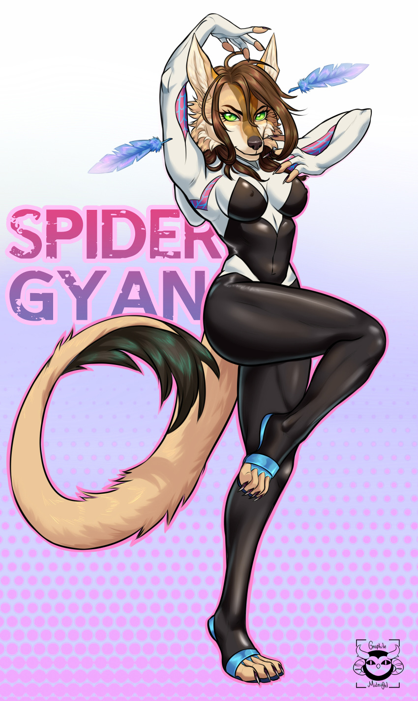 absurd_res anthro arachnid arthropod ballet canid canine canis comission cosplay customer customer_service_wolf female graphite_midnight gyan gyan_nightwolf gyan_thunderbolt hi_res mammal solo spider spider-gwen wolf