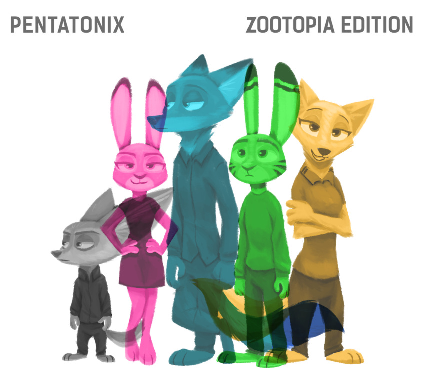 2020 anthro arctic_fox barefoot canid canine clothed clothing disney ear_markings english_text facial_markings female fennec finnick fox fully_clothed fur group head_markings hi_res jack_savage judy_hopps lagomorph leporid male mammal markings nick_wilde open_mouth open_smile rabbit red_fox simple_background skye_(zootopia) smile standing striped_body striped_fur stripes text theblueberrycarrots white_background zootopia