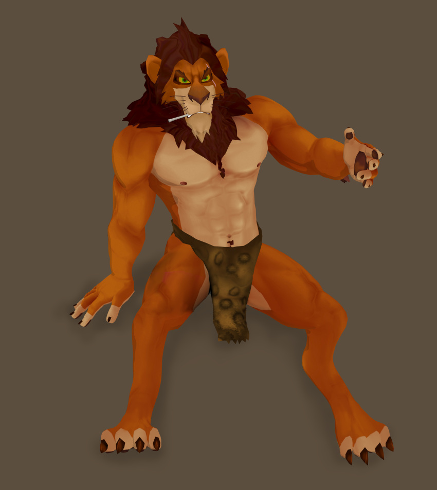 absurd_res anthro biped clothing disney felid fur green_eyes hi_res lion loincloth male mammal pantherine royalty scar scar_(the_lion_king) solo the_lion_king