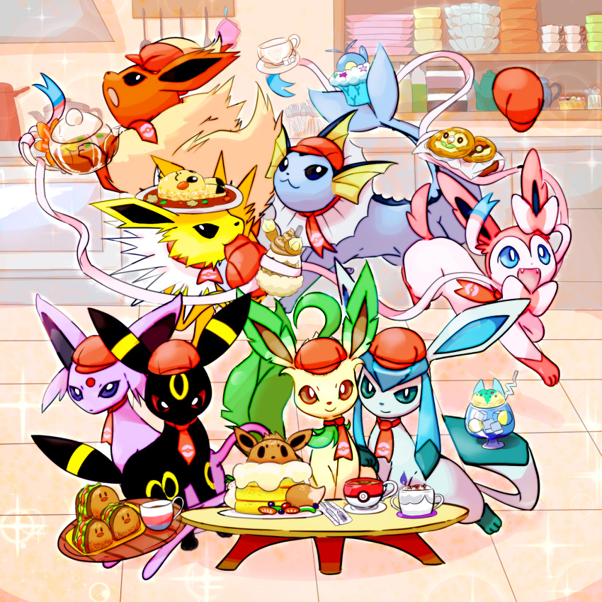 ambiguous_gender beverage black_body black_eyes black_fur black_inner_ear blue_eyes blue_hair blue_inner_ear bow_tie brown_eyes brown_inner_ear cake chest_tuft cup cute_fangs cutlery dessert eeveelution espeon fangs feral fin flareon food fork fur furniture glaceon group hair hi_res ice jolteon kitchen_utensils leafeon lemonade long_ears mammal markings multicolored_body multicolored_fur nintendo no_sclera object_in_mouth orange_body orange_fur pok&eacute;mon pok&eacute;mon_(species) pokemon_cafe_mix purple_body purple_eyes purple_fur purple_inner_ear red_sclera ribbons spoon sylveon table taco tan_body tan_fur tea_cup tools tuft umbreon vaporeon video_games yellow_body yellow_fur yellow_markings