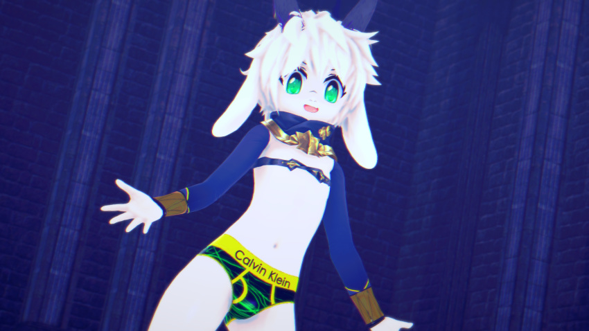 16:9 anthro armor armwear asriel_dreemurr boss_monster bovid briefs bulge caprine clothed clothing cosplay elbow_gloves floppy_ears fur fusionxglave girly gloves goat green_eyes hair handwear hi_res horn looking_at_viewer male mammal open_mouth revealing_armor revealing_clothes simple_background skimpy solo undertale underwear video_games white_body white_fur widescreen