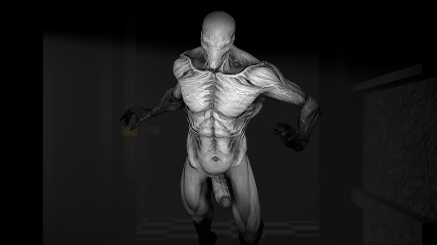 16:9 abs balls biceps circumcised erection genitals hi_res humanoid male mrdr muscular muscular_humanoid muscular_male not_furry obliques outlast pecs penis ribs serratus_anterior solo triceps walrider_(outlast) widescreen