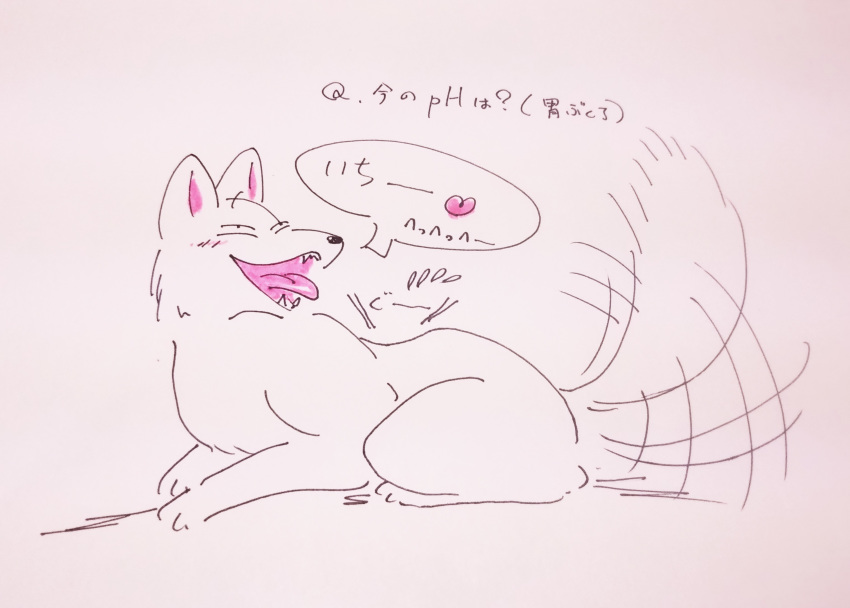 absurd_res ambiguous_gender anthro anthro_pred canid canine duo eating fox fur hi_res internal japanese_text mammal open_mouth oral_vore semi-anthro size_difference soft_vore stomach swallowing tailwag teeth text tsutanoha unwilling_vore vore white_body white_fur