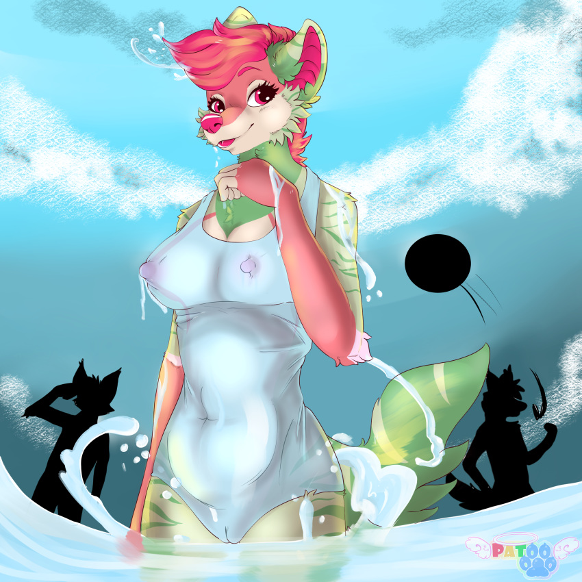 1:1 absurd_res angel_patoo anthro beach breasts butt digital_media_(artwork) female fluffy french frenchfurry furryart fursonaart genitals group halfbody headshot hi_res hyaenid illustration love male male/female mammal nipples nude pornography pussy seaside sex sexygirl vagin water