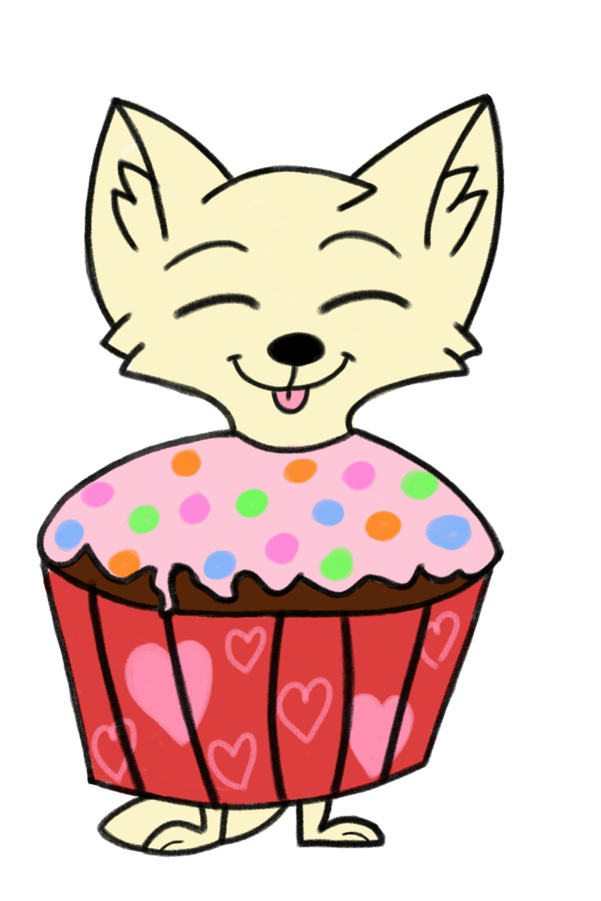 2:3 absurd_res anthro arctic_fox candy canid canine cupcake food fox happy hearth hi_res male mammal mrfoxluck solo tongue tongue_out