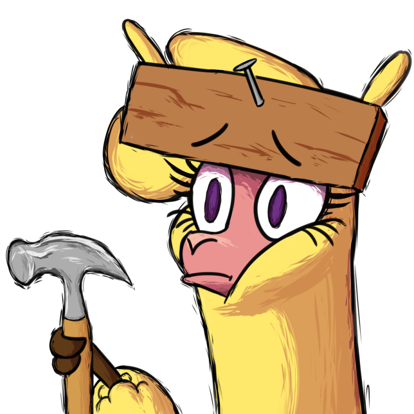 1:1 2020 alpaca alpha_channel camelid digital_media_(artwork) female feral fur hammer hitsuji mammal nail nickelodeon paprika_paca_(tfh) parody patrick_star plank purple_eyes simple_background solo spongebob_squarepants them's_fightin'_herds tools transparent_background wool_(fur) yellow_body yellow_fur yellow_wool