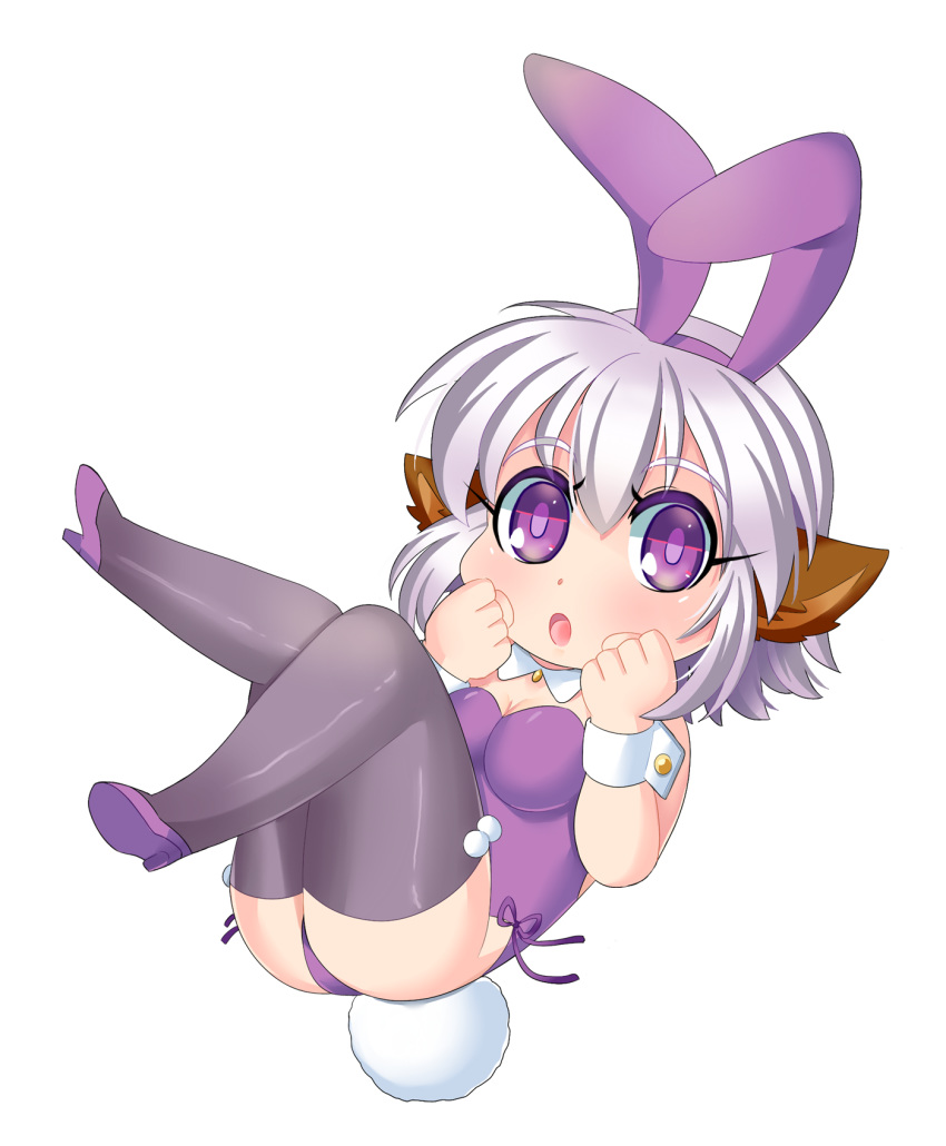 2020 alpha_channel animal_humanoid blush breasts bunny_costume bunny_must_die bunny_the_honeywhite chibi clothing costume cotton_tail fake_ears fake_rabbit_ears female footwear full-length_portrait hair hi_res high_heels humanoid lagomorph lagomorph_humanoid legwear leporid_humanoid looking_at_viewer mammal mammal_humanoid onirin open_mouth portrait purple_clothing purple_eyes rabbit_humanoid shirt_collar shoes simple_background solo stockings thigh_highs transparent_background white_hair wrist_cuff