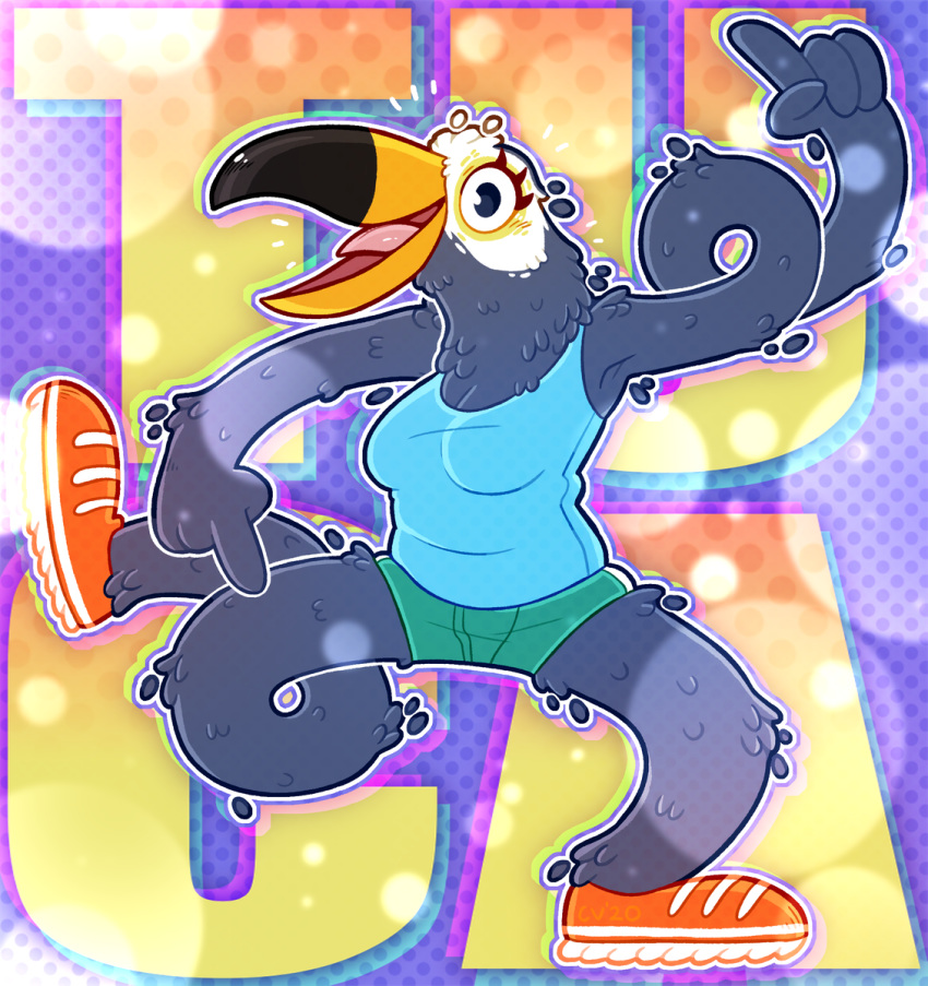 2020 avian bird clothing crownedvictory female footwear happy hi_res lined netflix patreon shoes smile sneakers stippling tagme toucan tuca tuca_and_bertie