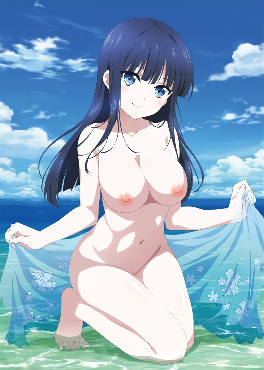breasts cleavage erect_nipples mahouka_koukou_no_rettousei nipples no_bra nopan pussy shiba_miyuki swimsuits undressing