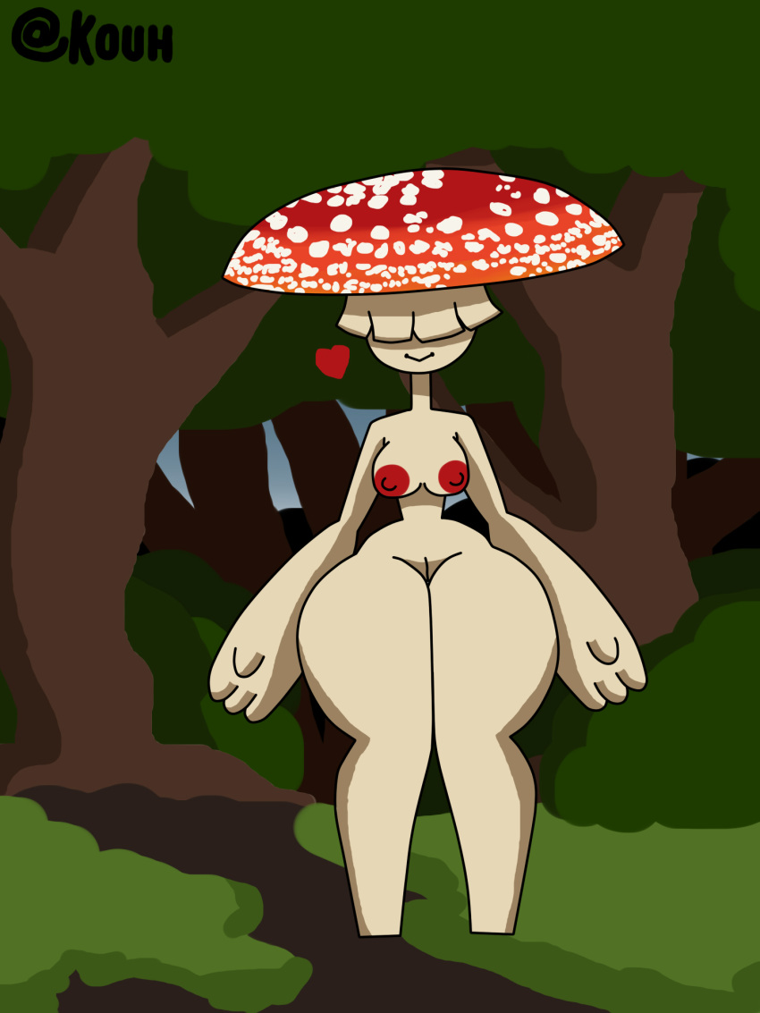 2020 3:4 4_fingers amanita amini big_breasts big_butt breasts butt detailed_background digital_media_(artwork) elemental_creature elemental_humanoid female fingers fungi_fauna fungi_humanoid fungus genitals hair hi_res huge_breasts humanoid kouh looking_at_viewer mushroom mushroom_humanoid nipples not_furry nude pussy sky smile solo thick_thighs tree white_body white_hair wide_hips