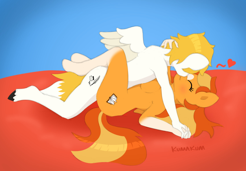 &lt;3 anthro duo equid equine female hasbro hi_res horse kumakum lying male male/female mammal missionary_position my_little_pony on_back pegasus romantic_ambiance serenity_(oc) sex vaginal white_feather_(oc) wings