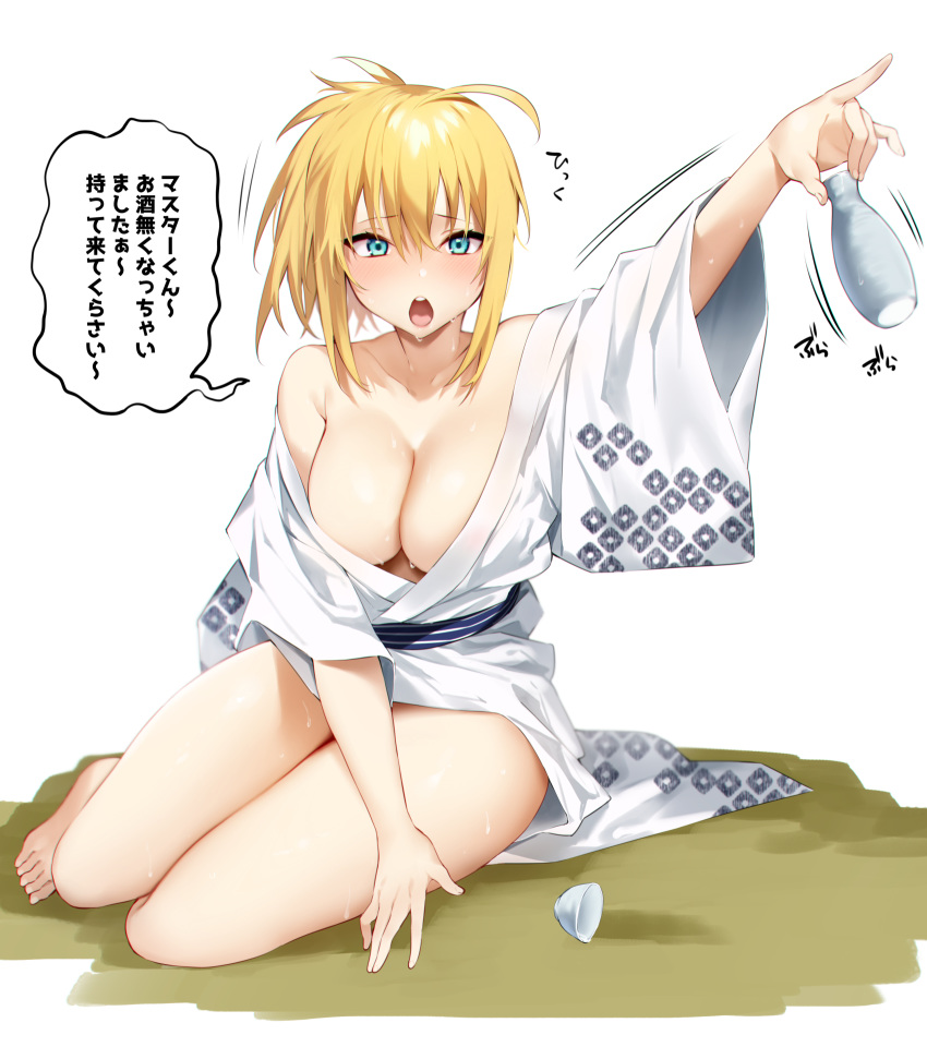 cleavage fate/grand_order heroine_xx iriehana no_bra open_shirt yukata