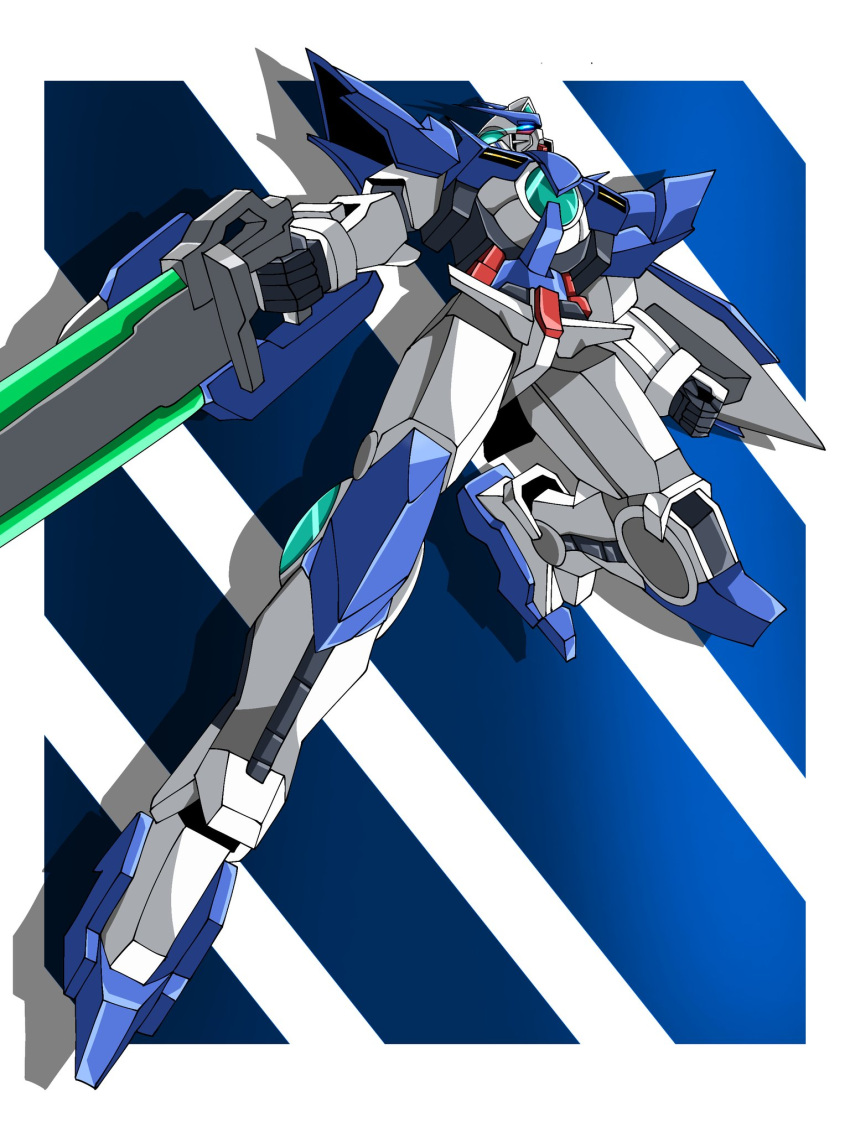 blue_eyes commentary gundam gundam_amazing_exia gundam_build_fighters gundrass highres holding holding_weapon mecha mecha_focus mobile_suit no_humans robot science_fiction solo v-fin weapon