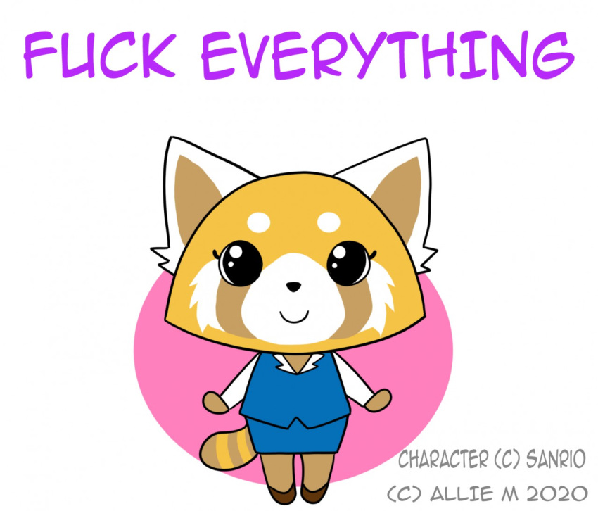 2020 aggressive_retsuko ailurid anthro clothed clothing english_text female fur looking_at_viewer mammal profanity red_panda retsuko sanrio simple_background smile solo text white_background zinacat