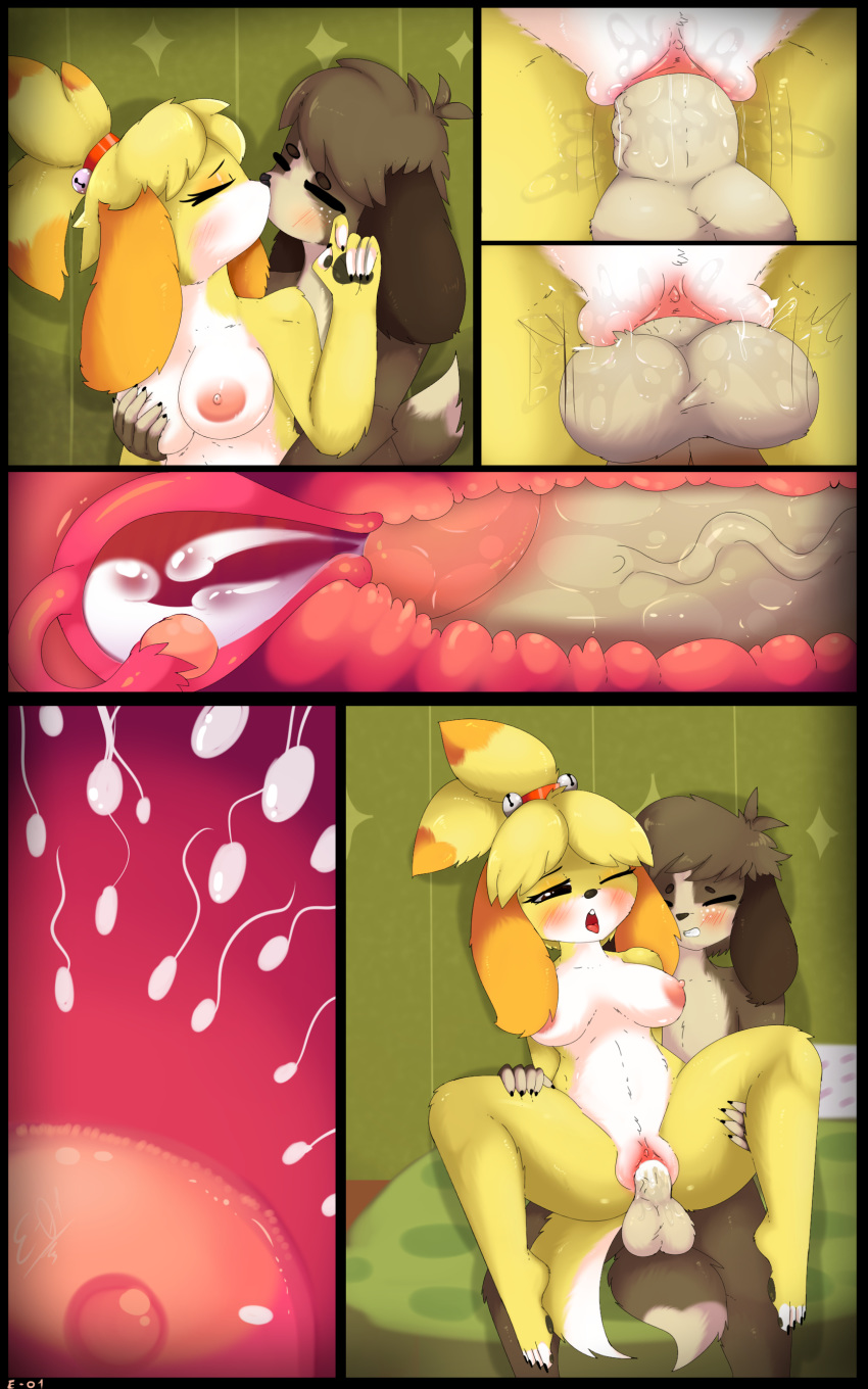 4_toes absurd_res animal_crossing anthro areola balls barefoot bed bell black_nose blush bodily_fluids breasts brown_body brown_fur canid canine canis clothed clothing comic cum cum_in_pussy cum_in_uterus cum_inside digby_(animal_crossing) digital_media_(artwork) domestic_dog duo e-01 erection feet female fur furniture genital_fluids genitals hair hand_on_breast hi_res humanoid_genitalia humanoid_penis impregnation incest_(lore) internal isabelle_(animal_crossing) kissing male male/female male_penetrating mammal multicolored_body multicolored_fur nintendo nipples nude on_bed ovum pawpads penetration penis pink_nipples pink_pussy pussy pussy_juice sex shih_tzu sibling simple_background smile solo sperm_cell spread_legs spreading teeth toes tongue tongue_out toy_dog twincest twins uterus vaginal vaginal_penetration vein video_games white_body white_fur yellow_body yellow_fur
