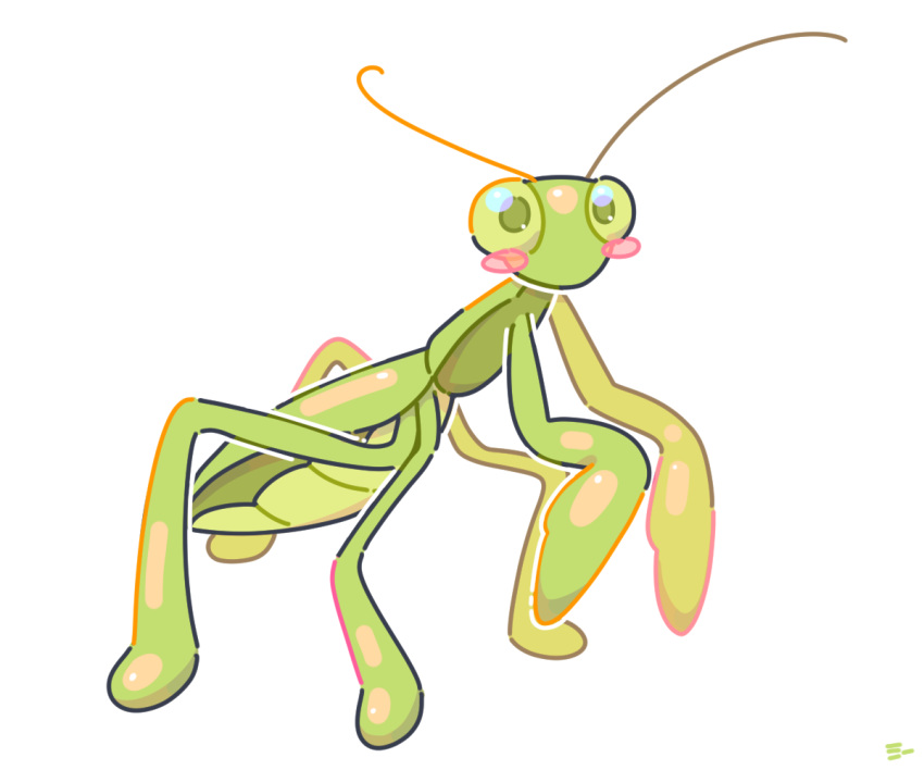 2020 6:5 ambiguous_gender antennae_(anatomy) arthropod blush blush_stickers feral green_body hyeing02 insect mantis simple_background solo white_background