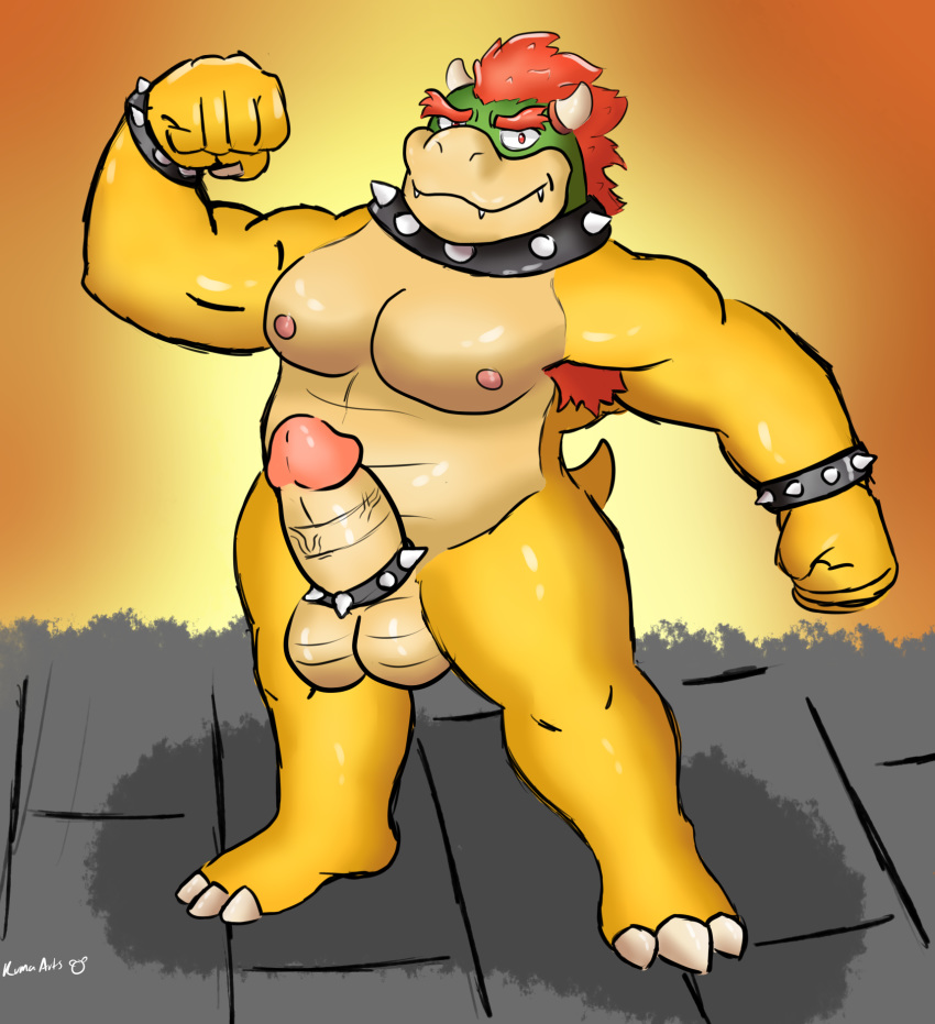 accessory anthro armpit_hair balls body_hair bowser bracelet clothing cock_ring collar genitals hi_res humanoid_genitalia humanoid_penis jewelry jockstrap koopa kuma-arts male mario_bros nintendo nude penis penis_accessory penis_jewelry scalie solo spiked_bracelet spiked_cock_ring spiked_collar spikes underwear unknown_artist video_games