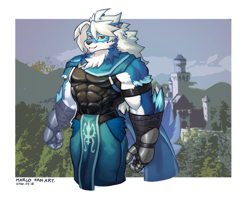 2020 abs anthro biceps canid canine canis cheong_hwan clothed clothing fur gloves hair handwear hi_res male mammal muscular muscular_anthro muscular_male pecs simple_background solo wolf wolfmalro