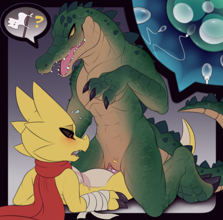 2020 alice_vayne_(trejo_the_zoroark) alligator alligatorid anthro anthro_on_anthro anthro_penetrated anthro_penetrating anthro_penetrating_anthro clitoris crocodilian crossgender digital_media_(artwork) dragon duo female female_penetrated flat_chested hi_res impregnation kneeling league_of_legends male male/female male_penetrating male_penetrating_female meraence open_mouth ovum penetration renekton reptile riot_games scalie sex sperm_cell teeth tongue video_games