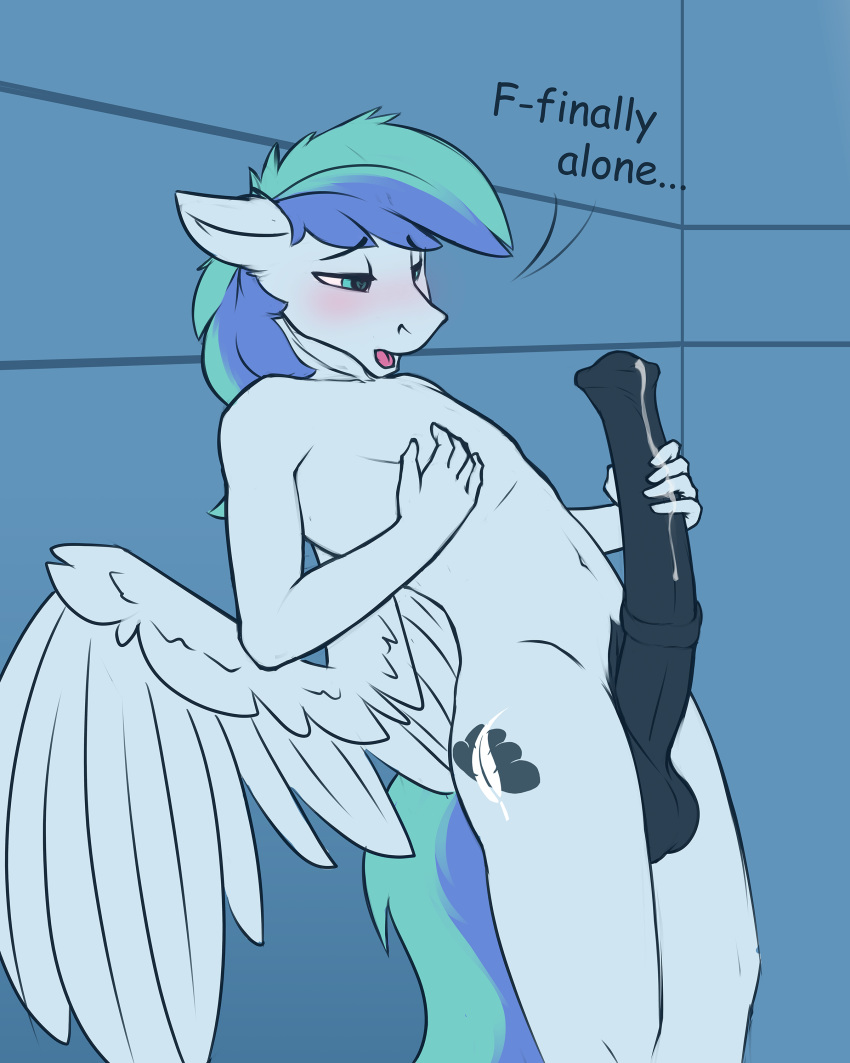 2019 absurd_res animal_genitalia animal_penis anthro balls big_penis blue_hair blue_tail blush bodily_fluids cum cum_drip cum_leaking cutie_mark dialogue dripping ears_back equid equine equine_penis fan_character feathered_wings feathers flared_penis fur genital_fluids genitals green_tail hair half-closed_eyes hand_on_penis hasbro hi_res leaning_on_wall male mammal masturbation medial_ring multicolored_hair multicolored_tail my_little_pony narrowed_eyes open_mouth pegasus penile penile_masturbation penis phenyanyanya pivoted_ears simple_background solo storm_feather teal_eyes teal_hair text white_body white_feathers white_fur white_wings wings